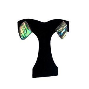 Sajen Signed Abalone Shell .925 Sterling Silver Clip On Earrings